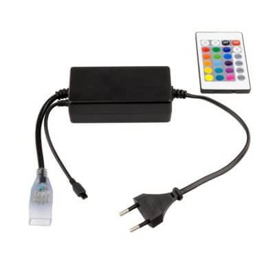 Bobine LED RGB 50m 230V étanche IP65 60LED par mètre avec télècommande
