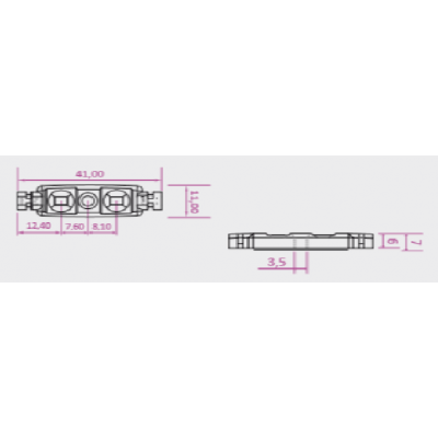 EasyledII chaine de 100 modules LED rouge de 2 points, 0.24w 12V IP67 20820024