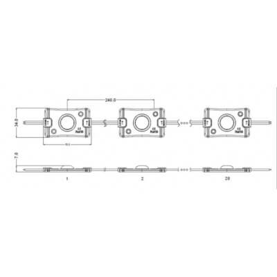 Chaine de 20modules MW-MLD-3030-1W-LENS170 2W par module 6000k-8000k 12v