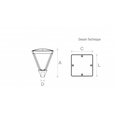 Mat de 3mètres en fonte d aluminium pour la Lanterne LED OTIMUS 40W