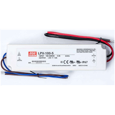 Alimentation-led MEAN WELL 100W 5V 2,2A Etanche IP67 LPV-100-5