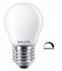 Ampoule LED Philips Dimmable Sphérique P45 4,5w substitut 40w 470lumens blanc chaud 2700K E27