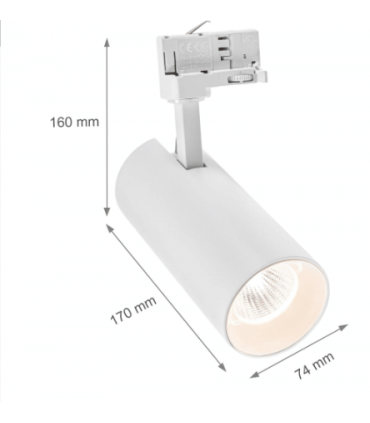Andromeda projecteur LED sur rail blanc 25W 3200lumen blanc chaud 3000k SLI066019WW-PW